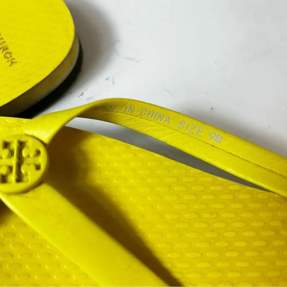 Tory Burch Women’s Mini Minnie Sunny Yellow Logo Flip-Flop Sandals Size 9M
